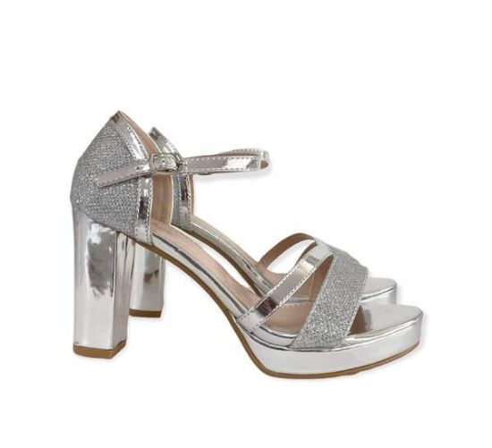 Εικόνα της Πέδιλο με γκλίτερ, χοντρό τακούνι και δύο λεπτές φάσες