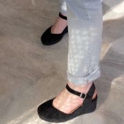 Εικόνα της Εσπαντρίγιες Πλατφόρμες με Μπαρέτα Suede Μαύρο