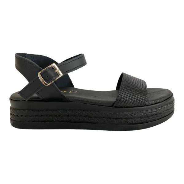 Picture of Σανδάλια δερμάτινα flatform με ανάγλυφη φάσα