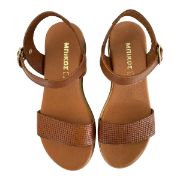 Εικόνα της ΧΧΧ Σανδάλια δερμάτινα flatform με ανάγλυφη φάσα