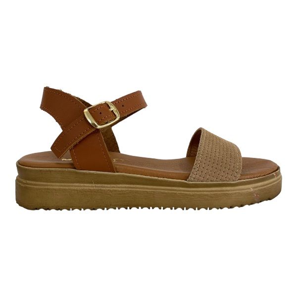 Picture of Σανδάλια δερμάτινα flatform με ανάγλυφη suede φάσα