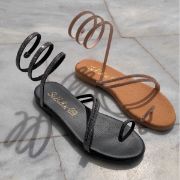 Εικόνα της Old Σανδάλια φλατ με λουράκια στρας και στρας ελατήριο 