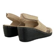 Εικόνα της Πλατφόρμα δερμάτινη ανατομική με χιαστί λουράκια και αυτοκόλλητο 