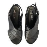 Εικόνα της Πλατφόρμα δερμάτινη ανατομική με χιαστί λουράκια και αυτοκόλλητο 