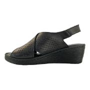 Εικόνα της Πλατφόρμα δερμάτινη ανατομική με χιαστί λουράκια και αυτοκόλλητο 