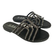 Εικόνα της Old Παντόφλες φλατ με σχέδιο λουράκια από στρας