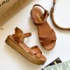 Picture of Σανδάλια δερμάτινα flatform με ανάγλυφα χιαστί λουράκια