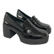 Εικόνα της Loafers λουστρίνι με χοντρό τακούνι 