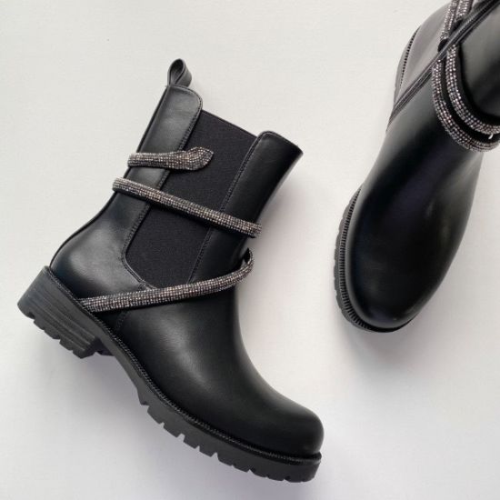 Εικόνα της ΧΧΧ Μποτάκι με σχέδιο στρας, λάστιχο και φερμουάρ 