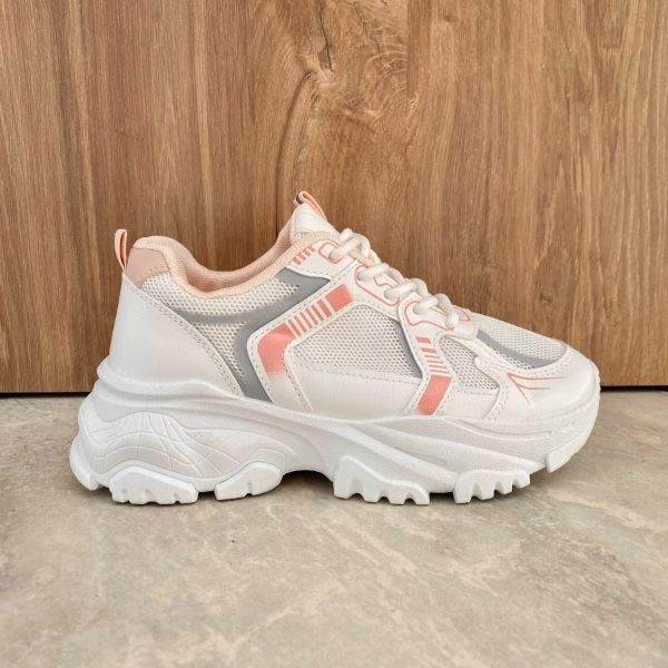 Εικόνα της Sneakers λευκά με ροζ και γκρι λεπτομέρειες 