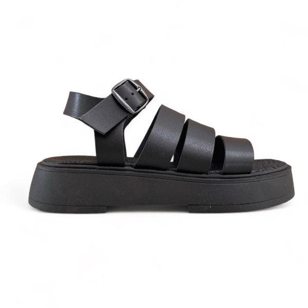 Εικόνα της Πέδιλο flatform με τρία λουράκια στο κουντεπιέ