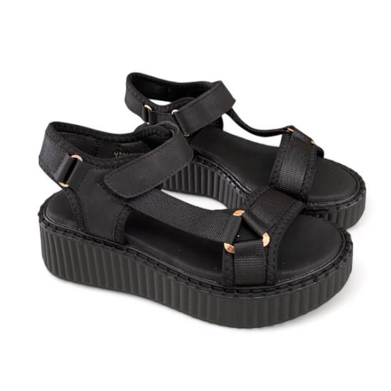 Εικόνα της ΧΧΧ Πέδιλο υφασμάτινο με χοντρή σόλα και αυτοκόλλητο 