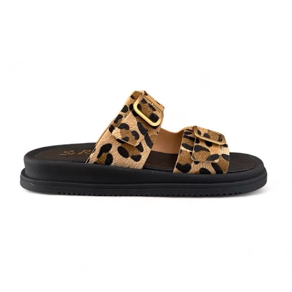 Εικόνα της Παντόφλα ανατομική με leopard print και χρυσές αγκράφες 