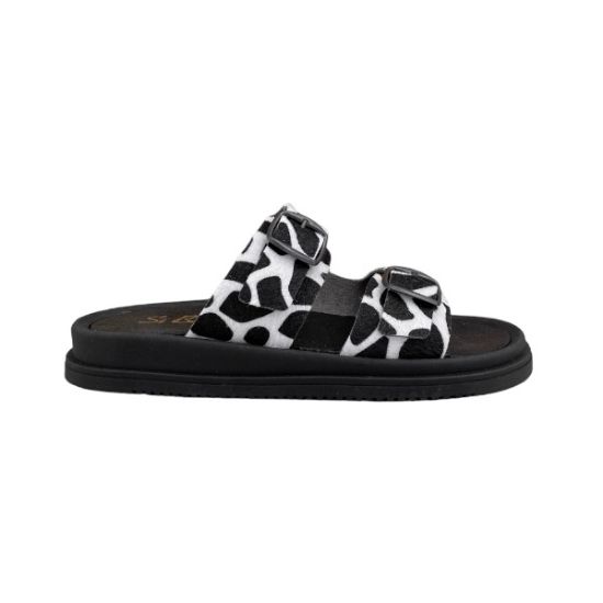 Εικόνα της Παντόφλα ανατομική με cow print και μαύρες αγκράφες
