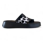 Εικόνα της Παντόφλα μαύρη με δάχτυλο και animal print καρέ