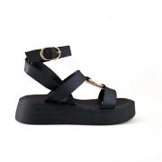 Εικόνα της Old Πέδιλο flatform με χρυσές λεπτομέρειες και λουράκι αστραγάλου 