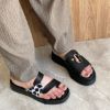 Picture of Παντόφλα flatform με φαρδιά φάσα και χρυσές λεπτομέρειες 