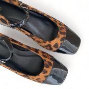 Εικόνα της Γόβες λεοπάρ με τετράγωνη λουστρίνι μύτη