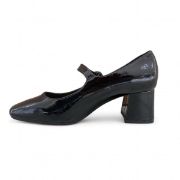 Εικόνα της Γόβες λουστρίνι με μπαρέτα τετράγωνη μύτη και χοντρό τακούνι