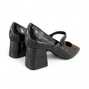 Εικόνα της Γόβες λουστρίνι με μπαρέτα τετράγωνη μύτη και χοντρό τακούνι