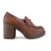 Εικόνα της Old Loafers με χοντρό τακούνι και χρυσή λεπτομέρεια 