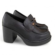 Εικόνα της Old Loafers με χοντρό τακούνι και χρυσή λεπτομέρεια 