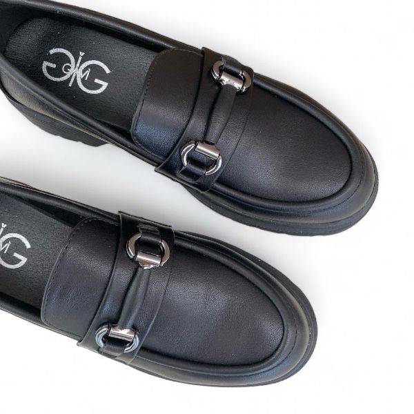 Picture of Old Loafers ματ με ασημί αγκράφα και τρακτερωτή σόλα