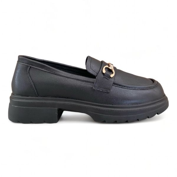 Εικόνα της Old Loafers ματ με χρυσή λεπτομέρεια και τρακτερωτή σόλα 