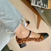 Εικόνα της Γόβες λεοπάρ με τετράγωνη λουστρίνι μύτη