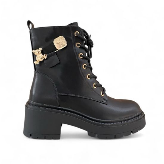 Εικόνα της ΧΧΧ Αρβυλάκι με χρυσές λεπτομέρειες φερμουάρ και φαρδύ τακούνι 