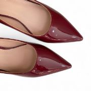 Εικόνα της Μπορντώ λουστρίνι μυτερές γόβες με χοντρό ντυμένο τακούνι 