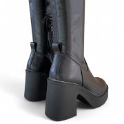 Εικόνα της Μπότες κάλτσα με κρεπ φαρδύ τακούνι και φιάπα