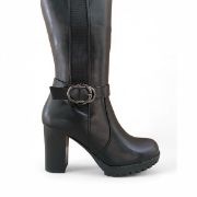 Εικόνα της Μπότες με χοντρό τακούνι λάστιχο και διακοσμητικό λουράκι