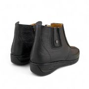 Εικόνα της Μποτάκια δερμάτινα ανατομικά με λάστιχο φερμουάρ και μεταλλική λεπτομέρεια 