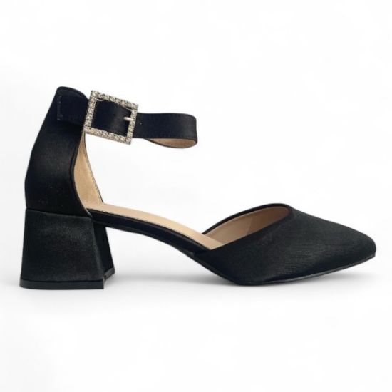 Εικόνα της Σατέν μυτερές γόβες με χαμηλό τακούνι