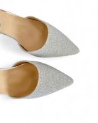 Εικόνα της Γόβα μυτερή με γκλίτερ, χοντρό τακούνι και λουράκι