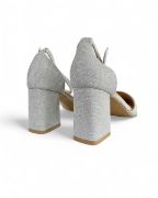 Εικόνα της Γόβα μυτερή με γκλίτερ, χοντρό τακούνι και λουράκι