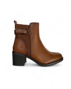 Εικόνα της Μποτάκια με χαμηλό χοντρό τακούνι, λάστιχο και φερμουάρ 