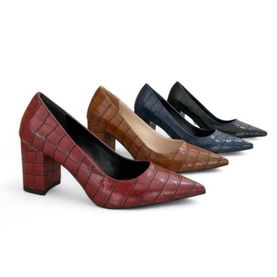 Εικόνα της Γόβες Croco με Χοντρό Τακούνι