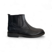 Εικόνα της Δερμάτινα μποτάκια με φερμουάρ και λάστιχο