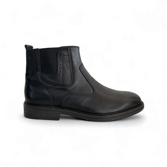 Εικόνα της Δερμάτινα μποτάκια με φερμουάρ και λάστιχο