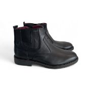 Εικόνα της Δερμάτινα μποτάκια με φερμουάρ και λάστιχο