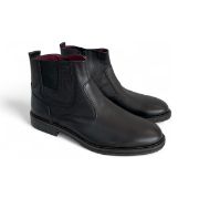 Εικόνα της Δερμάτινα μποτάκια με φερμουάρ και λάστιχο