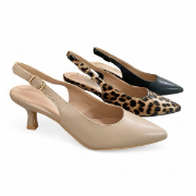 Εικόνα της Γόβες μυτερές εξώφτερνές slingback με χαμηλό λεπτό τακούνι 