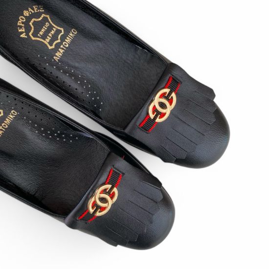 Εικόνα της Δερμάτινες ανατομικές αερόσολες γόβες με κρόσια