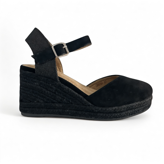 Εικόνα της Εσπαντρίγιες Πλατφόρμες με Μπαρέτα Suede Μαύρο