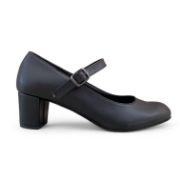 Εικόνα της Γόβες με μπαρέτα χαμηλό χοντρό τακούνι και στρογγυλή μύτη