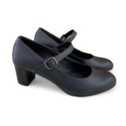 Εικόνα της Γόβες με μπαρέτα χαμηλό χοντρό τακούνι και στρογγυλή μύτη