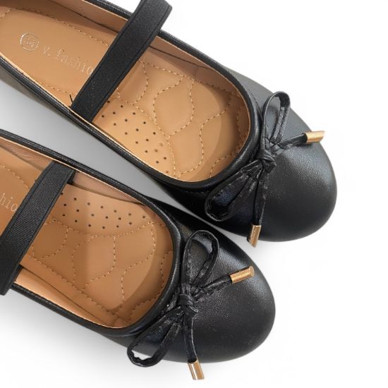 Εικόνα της Μπαλαρίνες με λάστιχο και φιογκάκι με χρυσές μεταλλικές λεπτομέρειες