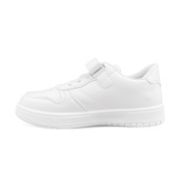 Παιδικόλευκό αθλητικόμε αυτοκόλλητο και λάστιχα πλάγια εσωτερική όψη σε λευκό φόντο.